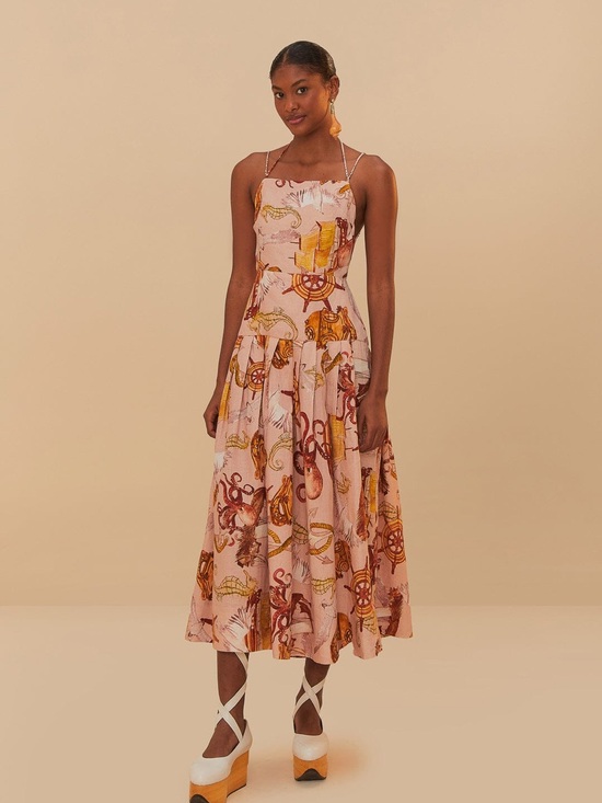 FARM Rio Dresses & Skirts - Farm Rio Nautical Wonder Pink Strappy Dress